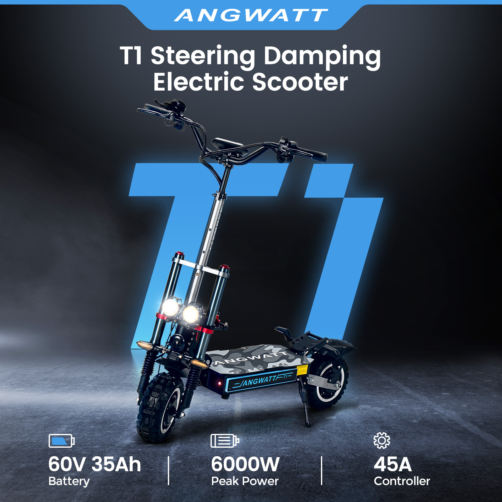 ANGWATT T1 Electric Scooter 60V 35Ah 6000W hero