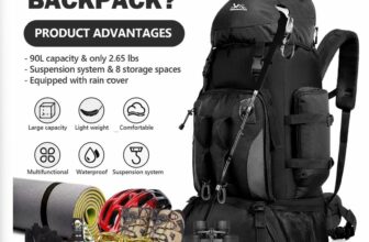 000115-90L Waterproof Hiking Camping Backpack Trekking Bag Rucksack Large Capacity Trav