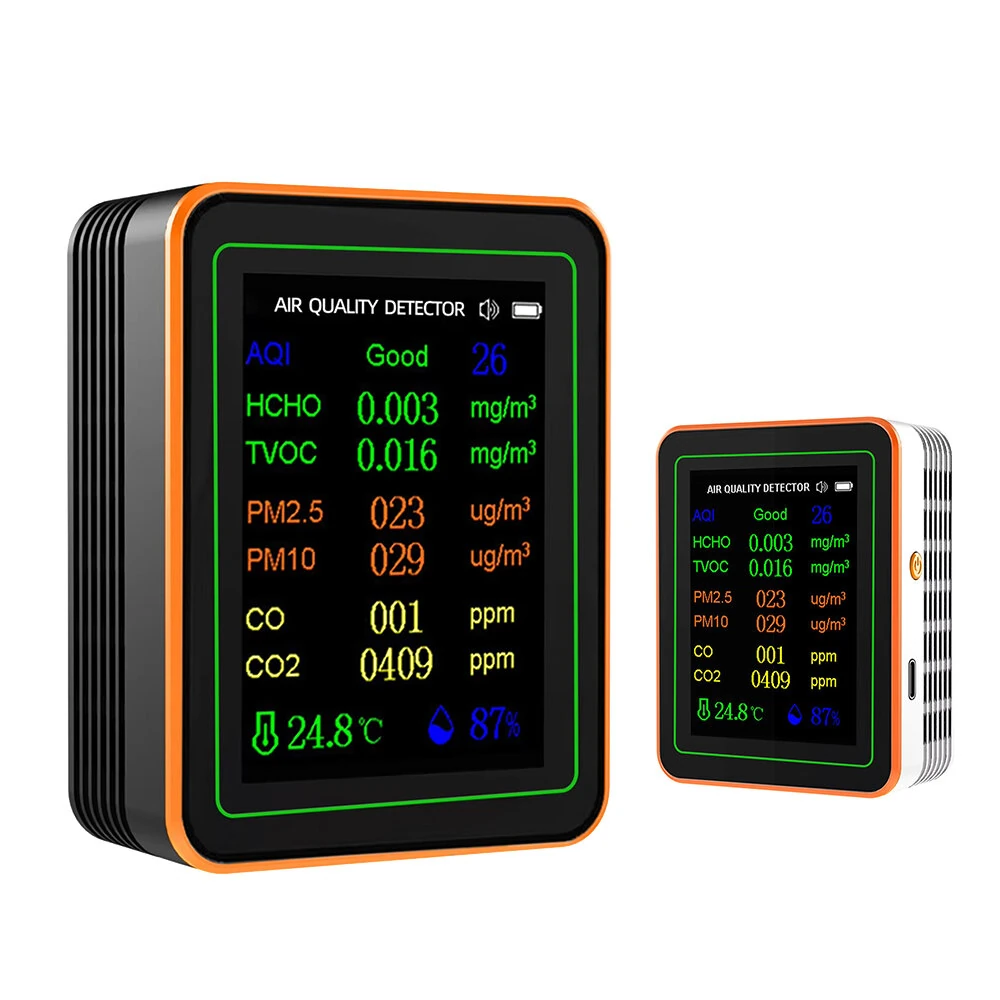 10 in 1 Air Quality Monitor PM2.5 PM10 CO CO2 TVOC HCHO AQI Temperature Humidity and Curve View Tester