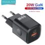 KUULAA USB C Charger 20W GaN PD QC 3.0 Type C USB Charger